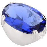 Anel Rhodium com Pedra Oval Azul Royal